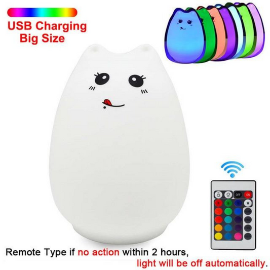 Rechargeable LED Cat Night Light With Remote Control and 7 Colors