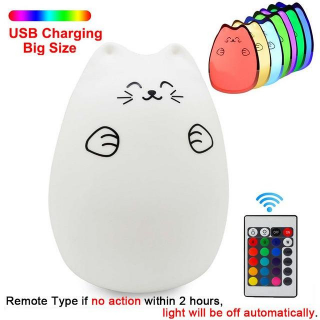 Rechargeable LED Cat Night Light With Remote Control and 7 Colors