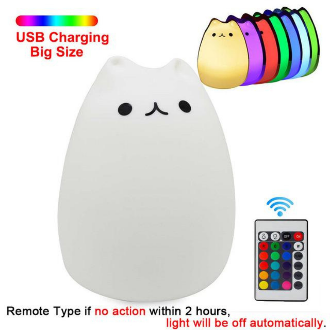 Rechargeable LED Cat Night Light With Remote Control and 7 Colors