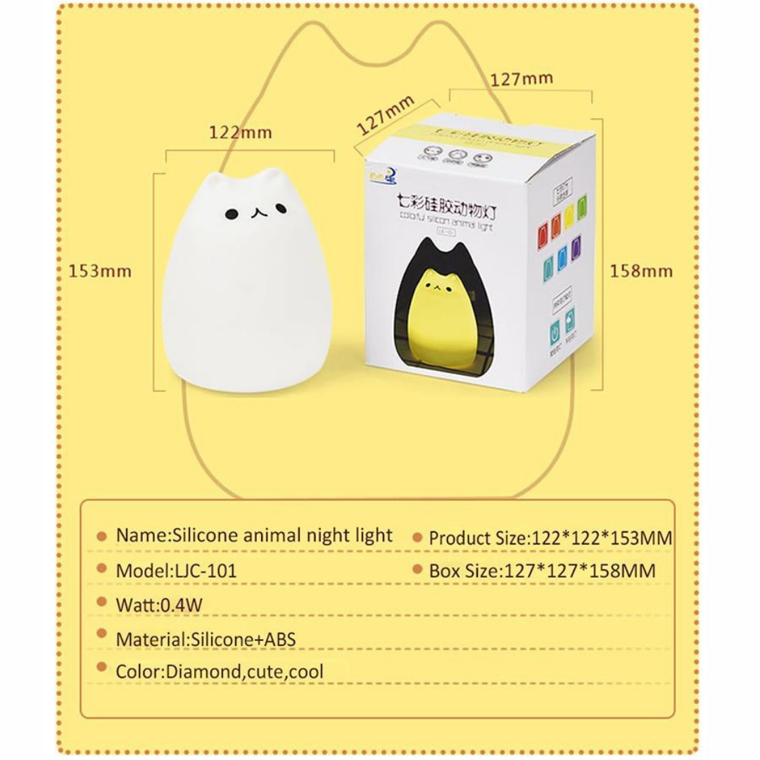 Rechargeable LED Cat Night Light With Remote Control and 7 Colors
